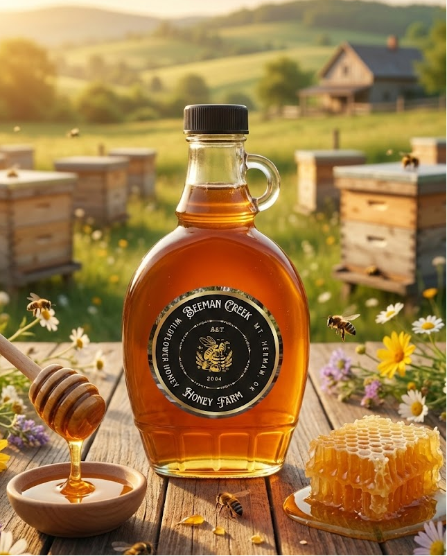 Beeman Creek Wildflower Honey 12oz. Glass Bottle